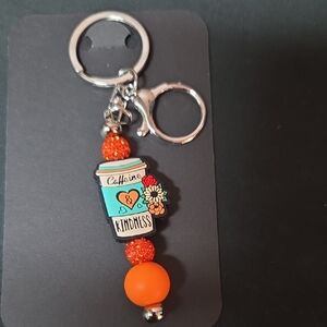 Colorful Keychain with Coffee Cup Charm